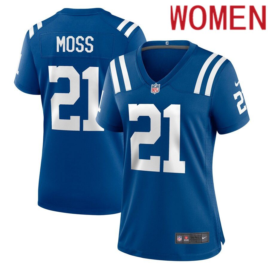 Women Indianapolis Colts 21 Zack Moss Nike Royal Game Player NFL Jersey